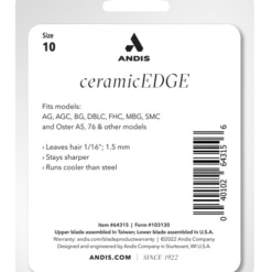 Andis Ceramic Edge Blade System # 10 -Horse Set Sales Store 64315 ceramicedge blade size 10 package back web 18727.1690484801