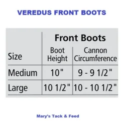 Veredus TRC Vento Front Sport Boots 8 Veredus TRC Vento Front Sport Boots -Horse Set Sales Store size chart front boots veredus 98870.1603577114